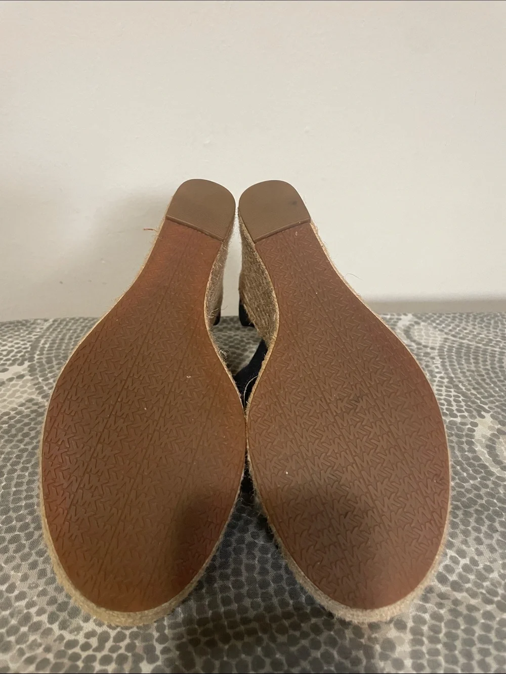 Michael Kors Navy Canvas Zip Front Espadrille Wedges. Size 8.5.